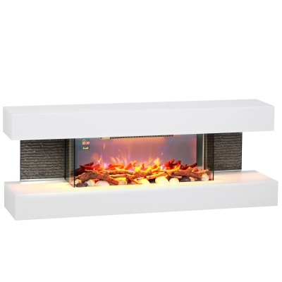 HOMCOM Cheminée Murale 120cm LED Télécommande 2000W