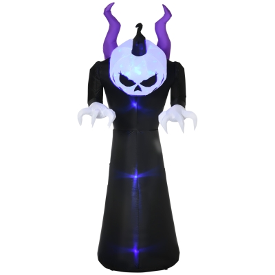 Outsunny spook met pompoenkop, opblaasbaar Halloweendecor met blauw vlammeneffect, 88 x 79 x 210 cm