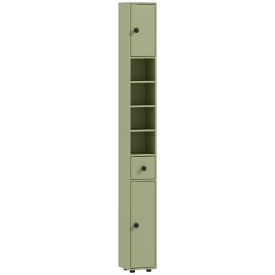 kleankin Slim Bathroom Cabinet 180cm with Drawer Green