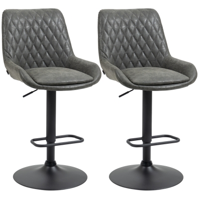 HOMCOM Verstelbare Barkruk Keukenkruk Designkruk, met voetensteun, 51 cm x 59 cm x 117 cm, Donkergrijs + Zwart
