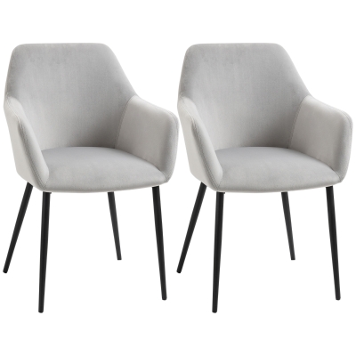 HOMCOM Set Eetkamerstoelen, Comfortabel, 54x57x80 cm, Lichtgrijs