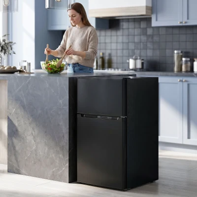 HOMCOM 88L Under Counter Fridge Freezer Black