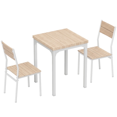 HOMCOM Dining Set 3-Piece Oak Wood Effect