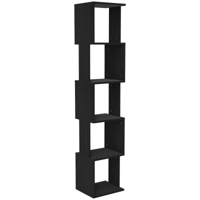 HOMCOM Bibliothèque Moderne 5 Niveaux Rangement Noir