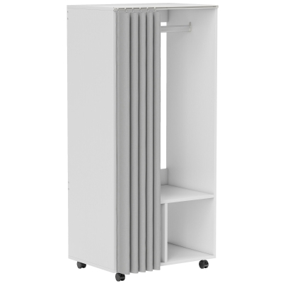 HOMCOM Armoire Mobile 60x40x128cm avec Rideau Blanc