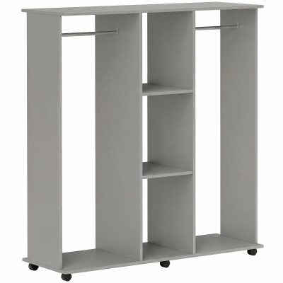HOMCOM Armoire Mobile Bois Gris 6 Roulettes 120x40x128 cm