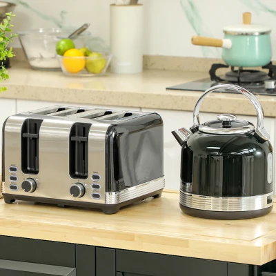 Kettle and Toaster Set 24.2L x 19.3W x 26.8Hcm Black
