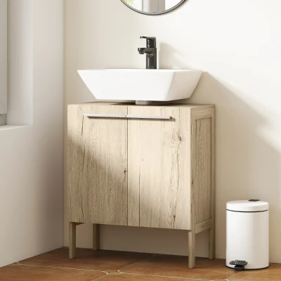 kleankin Mueble Bajo de Lavabo para Baño Compacto con 2 Puertas de Armario 60x30x70 cm