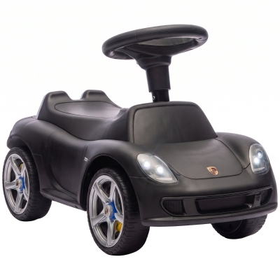 AIYAPLAY Voiture Porteur Enfant Porsche Klaxon Lumières Noir Mat