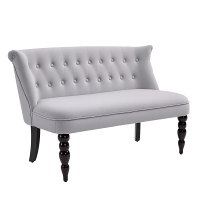 HOMCOM Vintage Loveseat Wood Frame Grey 2 Seater Sofa