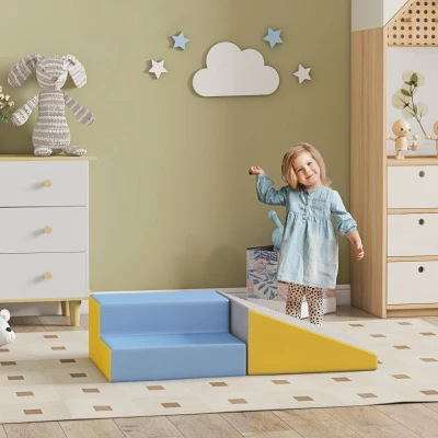 HOMCOM 2 Piece Soft Play Set Climb & Crawl Grey 12-36 Months
