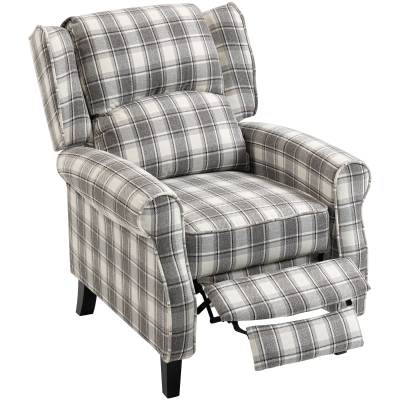 HOMCOM Reclining Armchair with Footrest Grey/White