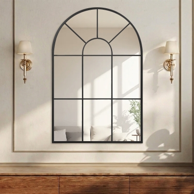 HOMCOM Modern Arched Wall Mirror 91x60cm Black