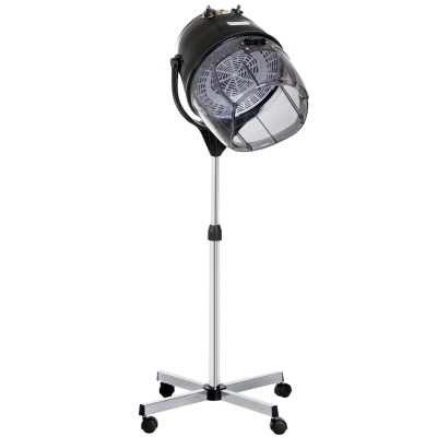 HOMCOM Casco Asciugacapelli ad Altezza Regolabile con Timer Nero