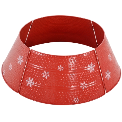 HOMCOM Falda para Árbol de Navidad de Metal Impermeable Decoración para Árbol Navideño 66x66x23 cm Rojo