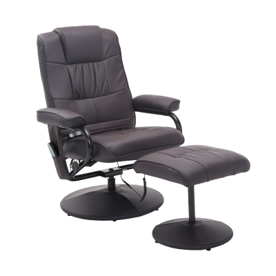 HOMCOM Massagestoel Relaxstoel, incl. voetenkruk, 10 vibratiepunten, 1 afstandsbediening; 77 cm x 84 cm x 95 cm, Bruin