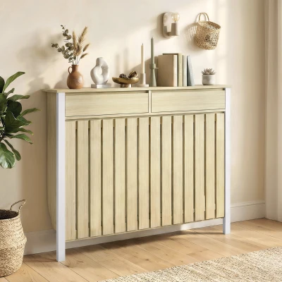 HOMCOM Radiator Cover Rustic Oak 93x119cm