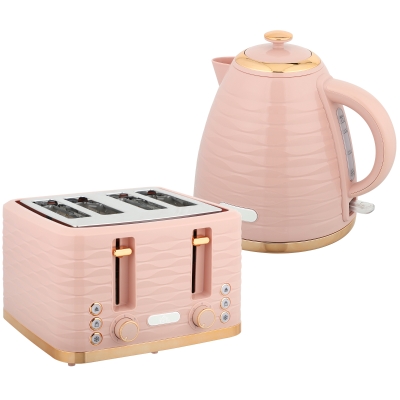 HOMCOM Kettle & Toaster Set 1.7L 4-Slice Light Pink