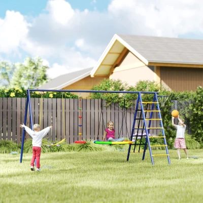 AIYAPLAY Kinderschommelset, Staal, 3-8 Jaar, 6-in-1 Ontwerp, Kleurrijk