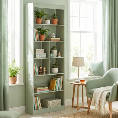 HOMCOM 6-Tier Bookcase Open Storage Shelf 180cm Green