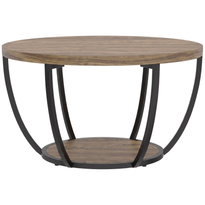 HOMCOM Salontafel met 2 niveaus, woonkamertafel 80 x 80 x 43,8 cm, bruin/zwart