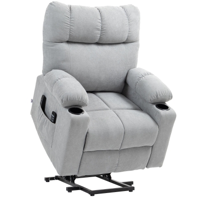HOMCOM Opsta-hulp seniorenfauteuil, ligfunctie, incl. afstandsbediening, 144 cm x 91 cm x 88 cm, Lichtgrijs