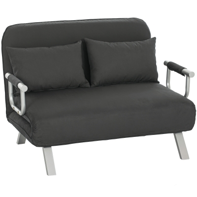 HOMCOM 2-Seater Click-Clack Sofa Bed Charcoal Grey