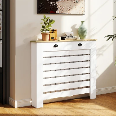 HOMCOM Radiator Cover with Drawer White 95.5H x 111Wcm