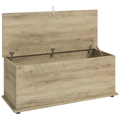 HOMCOM Storage Bench Wood Chest 114L Safety Lid 100x40cm Grey