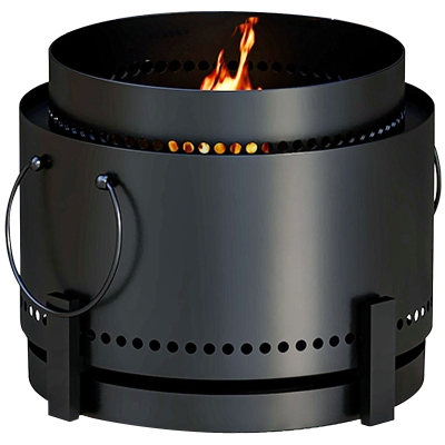 Outsunny Smokeless Fire Pit Metal Black 37cm Portable