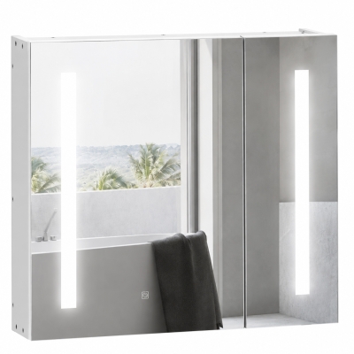 Illuminated Bathroom Mirror Cabinet LED Touch Switch White 650x700mm
