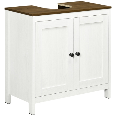 kleankin Mobile Sottolavabo con Ripiano Interno Bianco e Noce