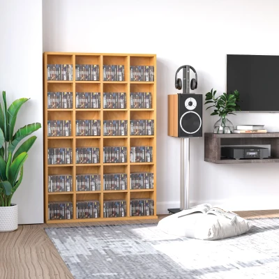 HOMCOM CD Storage Unit Beech Wood Finish 89x130.5cm