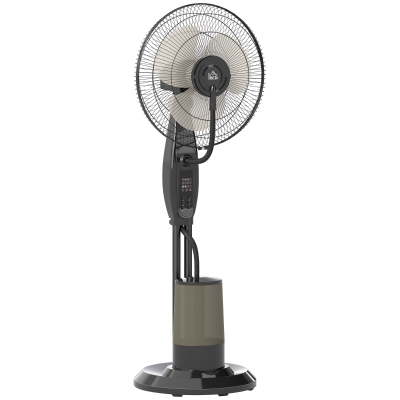 HOMCOM Ventoinha de Pé com Nebulizador 75 W Temporizador Depósito de 3,2L Controlo Remoto 3 Velocidades 3 Hélices e Ecrã LED Ø44,5 cm Preto