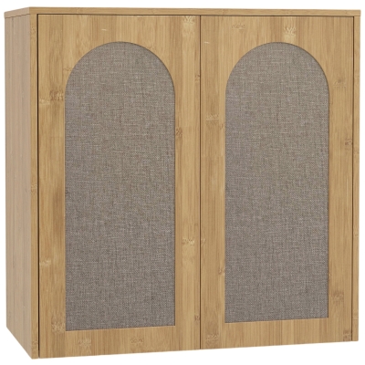 HOMCOM Armoire Murale Salle de Bain 2 Portes Effet Rotin Chêne