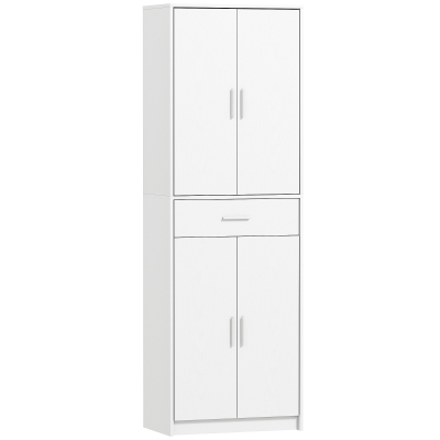 HOMCOM Küchenschrank, 3-stufig verstellbare Regale, Spanplatten, MDF, viel Stauraum, Weiß