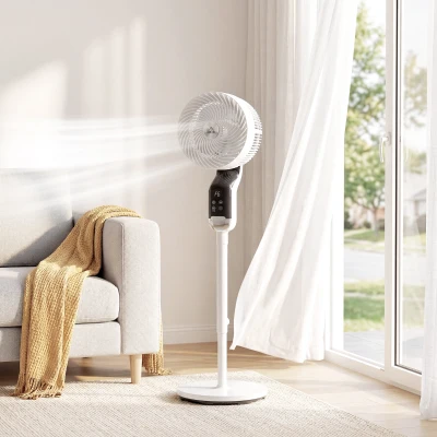HOMCOM Silent Pedestal Fan 41" 8-Speed Remote Oscillating White
