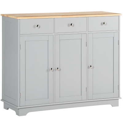 HOMCOM Aparador de Cozinha com 3 Gavetas 3 Portas e Prateleiras Ajustáveis Móvel Auxiliar de Armazenamento 101x40x85 cm Cinzento