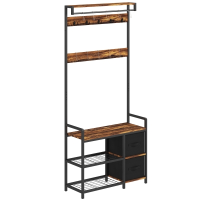 Hall Tree 80W x 30D x 180Hcm Rustic Brown