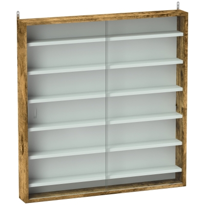 HOMCOM Vitrine Murale 80x9,5x83cm 6 Étagères Verre Coulissant