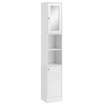 Kleankin Tall Bathroom Storage Cabinet White with Mirror