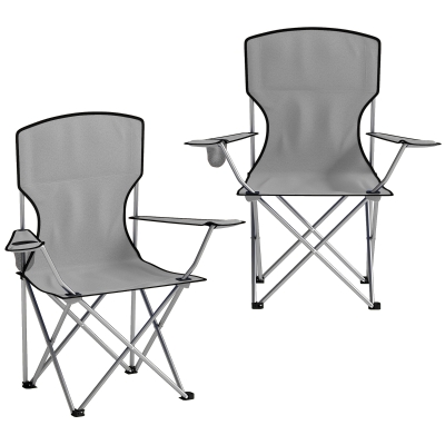 Outsunny Set di Sedie da Campeggio Pieghevoli Portatili, Grigio
