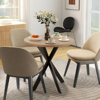 HOMCOM Esstisch 75 x 75 cm rund Küchentisch für 2-4 Personen modern Esszimmertisch mit Spinnenfuß Braun
