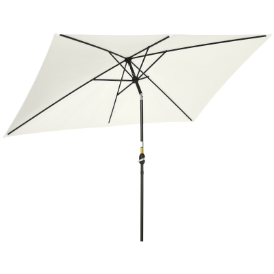 Outsunny Patio Parasol Aluminum Cream White 3x2m
