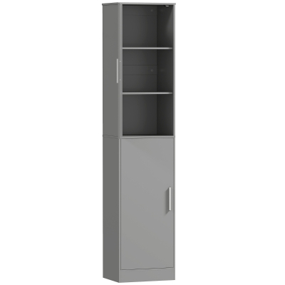HOMCOM Colonne Salle de Bain 2 Portes 4 Étagères Gris 40x35x180cm