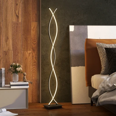 HOMCOM Lampada da Terra LED a Doppia Spirale, Nero