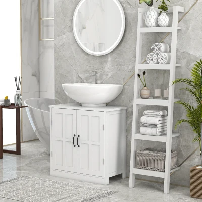 kleankin Mobile per Lavabo con 2 Ante Scaffale Regolabile, Bianco