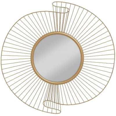 HOMCOM Specchio da Parete Rotondo Moderno in Metallo 60x60 cm Oro
