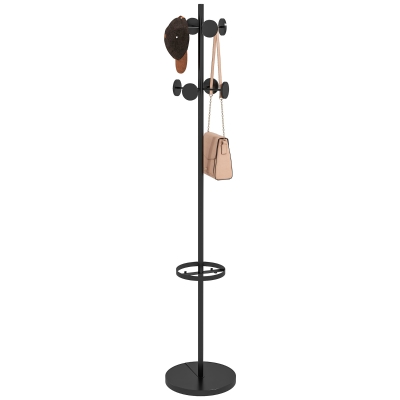 HOMCOM Appendiabiti da Terra Portaombrelli e 8 Ganci Ø34x177cm