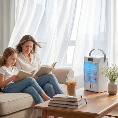 HOMCOM Desk Fan with Humidifier 1.5L Water Tank White
